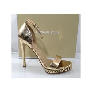 Michael Kors Jordyn Chain Platform High Heels sandals Pale Gold Size 7.5